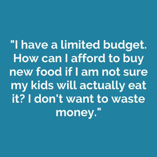 I have a limited budget. How can I afford to buy new food if I am not sure my kids will actually eat it? I don’t want to waste money.