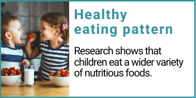Healthy eating patterns Research shows that children eat a wider variety of nutritious foods.