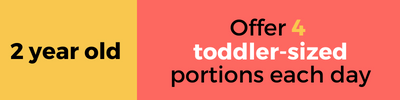 2 year old. Offer 4 toddler-sized portions each day.