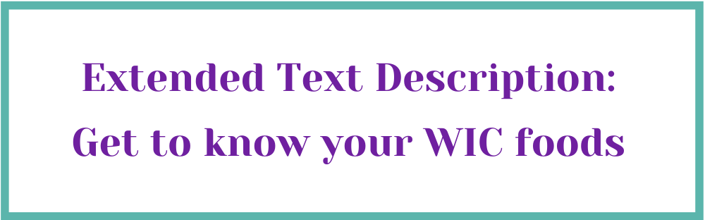 Extended Text Description: Get to know your WIC foods