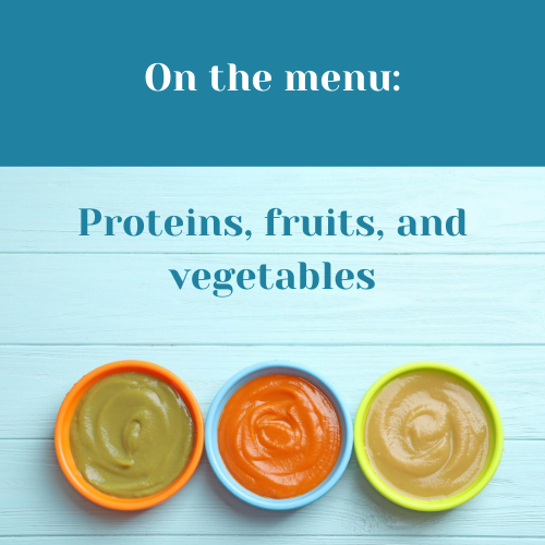 On the menu: Protein, fruits, and vegetables
