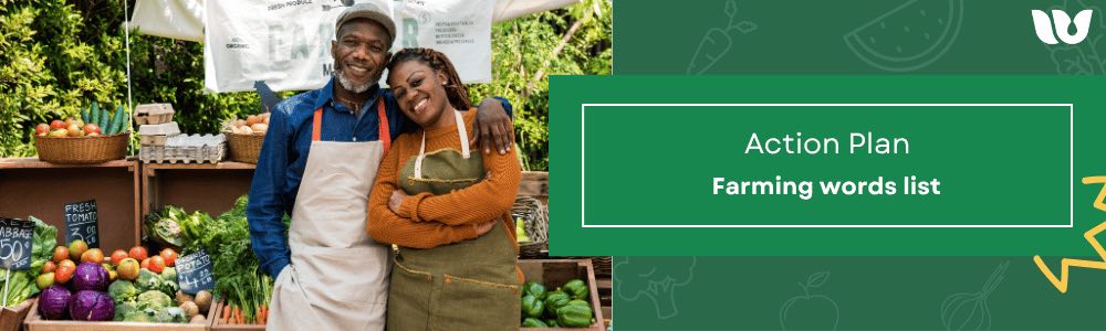 Action Plan. Farming words list. 